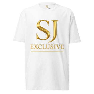 T-shirt premium homme SJ EXCLUSIVE blanc – logo doré, coton lourd, coupe décontractée