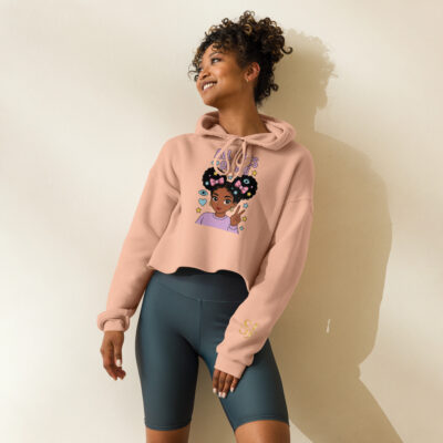 Sweat crop femme rose à capuche, coupe courte – streetwear premium SJ EXCLUSIVE