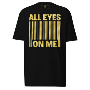 T-shirt premium homme noir gris ALL EYES ON ME SJ EXCLUSIVE logo doré luxe mode urbaine