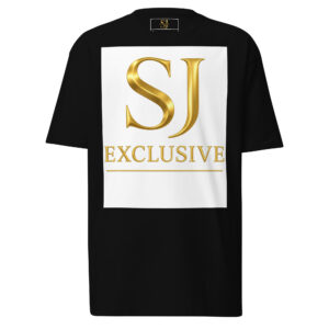 T-shirt premium homme SJ Exclusive noir avec logo doré édition limitée luxe mode internationale