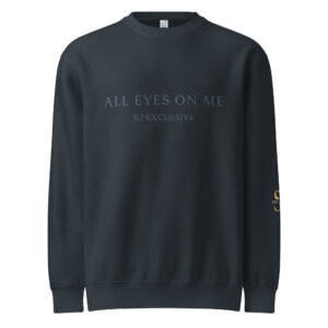 Sweat-shirt noir SJ EXCLUSIVE – logo doré « ALL EYES ON ME », col rond premium
