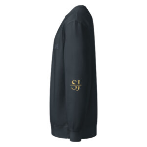 Sweat-shirt SJ EXCLUSIVE noir, vue de profil manche logo SJ – collection ALL EYES ON ME, coton premium