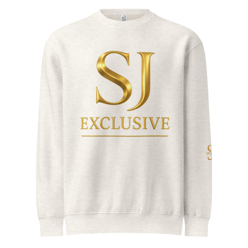 Sweat-shirt SJ Exclusive blanc logo doré luxe – pull premium mode chic urbain Montréal