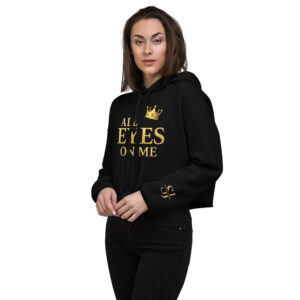 Hoodie court femme noir – face – ALL EYES ON ME – SJ EXCLUSIVE